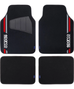 Set 4 tappetini neri e rossi per auto sparco